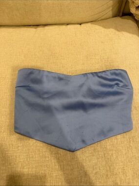 Tiger Mist Pale Blue Satin Strapless Bustier Top
